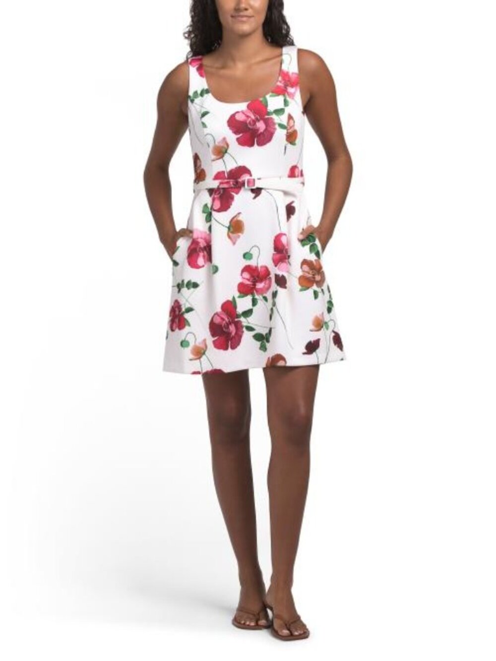 BCBG Belted Floral Mini Dress